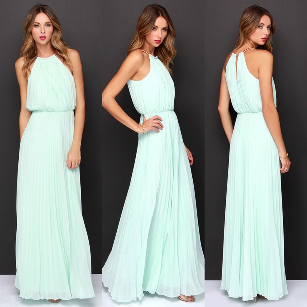 Bariano 》Melissa Mint High Neck Maxi Dress